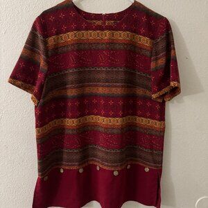 Melissa Harper M.H.M vintage Multicolor back zipper up blouse size XL